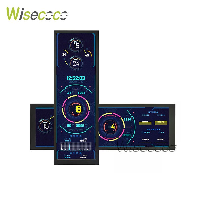 Wisecoco  ޴ , ʱ 1920x515 ġũ, PC  ÷, CPU GPU IPS г, Aida64, 12.6 ġ